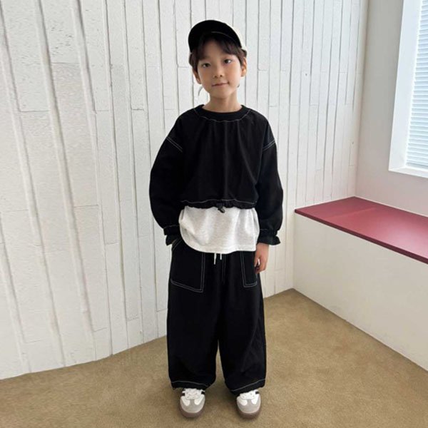 Heydo Stitch Pocket Pants <Black/Beige> *S~JL*