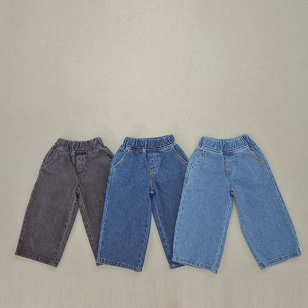 Soybean Wide Denim Pants <Dark/Mid/Black> *XS~JL*