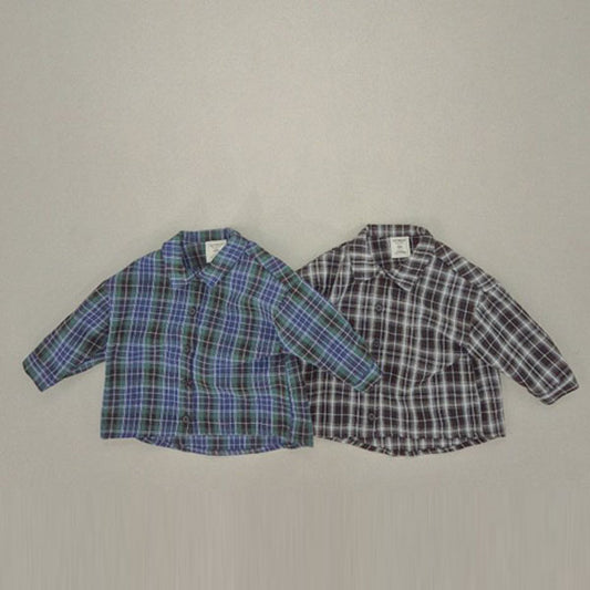 Soybean Boxy Check Shirts <Green/Black> *XS~JM*