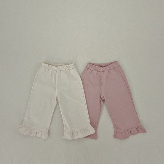 Soybean Frill Cotton Pants <Indi Pink/Cream> *XS~JM*