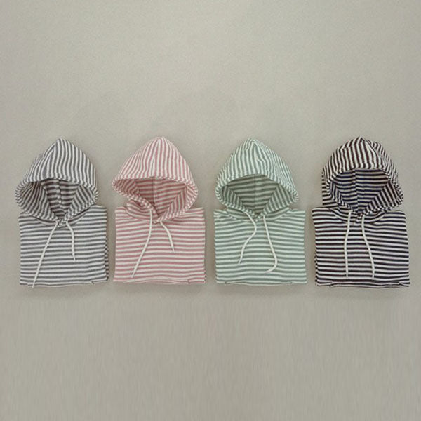 Soybean Stripe Hoodie Tee <Black/Melange/Olive/Indi Pink> *XS~JL*