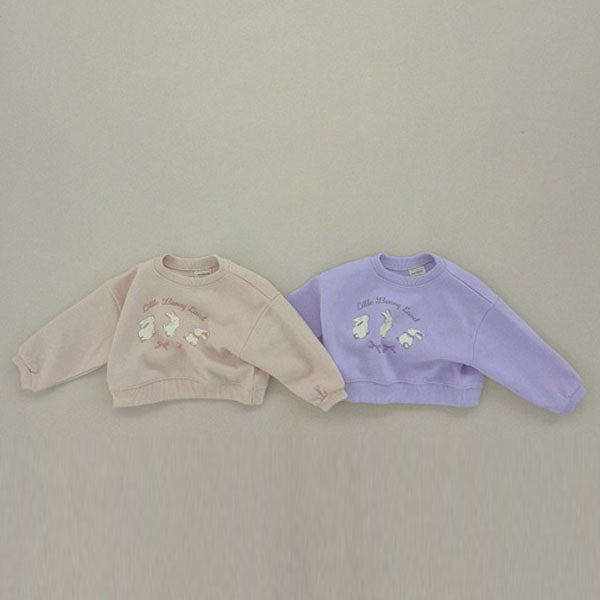 Soybean Semi Cropped Bunny Sweatshirt <Beige/Purple> *XS~JM*