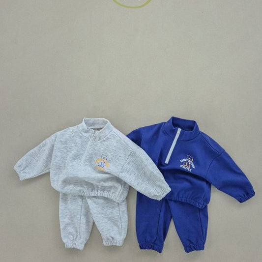 Soybean Half Zip-up Set <Royal Blue/White Melange> *XS~JM*