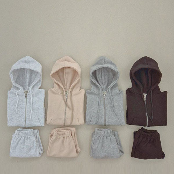 Soybean Hoodie Zip-up Set <Black/Beige/Melange/White Melange> *XS~JL*