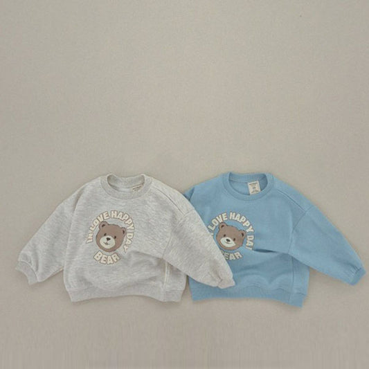 Soybean Love Bear Sweatshirt <Light Blue/Oatmeal> *XS~JM*