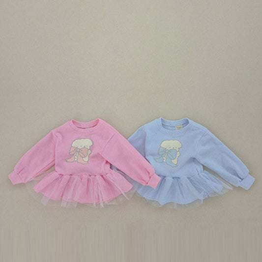 Soybean Ribbon Shasha Sweatshirt <Pink/Light Blue> *XS~XL*