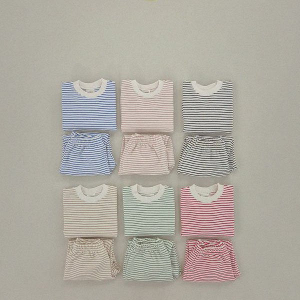 Soybean Stripe Set <Blue/Indi Pink/Green/Red/Black/Beige> *XS~JL*