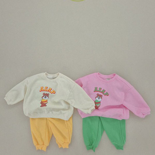 Soybean Cartoon Bear Set <Cream Yellow/Pink Green> *XS~JM*