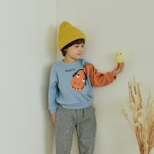 OrangeMom Dino Sweatshirt <Beige/Light Blue> *5~15*