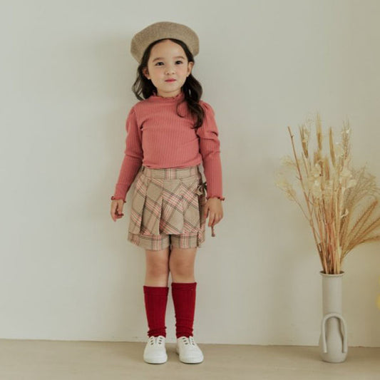 OrangeMom Check Ribbon Pleated Pants <Pink Mint> *5~15*