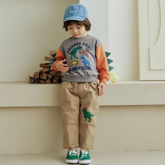 OrangeMom Dinosaur Pants <Dark Gray/Dark Beige> *5~15*