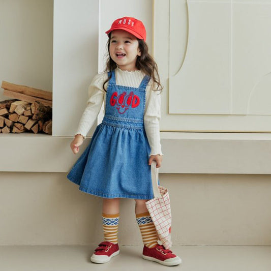 OrangeMom Smile Denim Suspender Dress <Mid> *5~15*