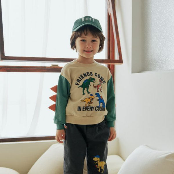 OrangeMom Horned Dino Sweatshirt <Beige/Gray> *5~15*